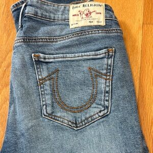 True Religion Blue Jeans with Signature Horseshoe Design